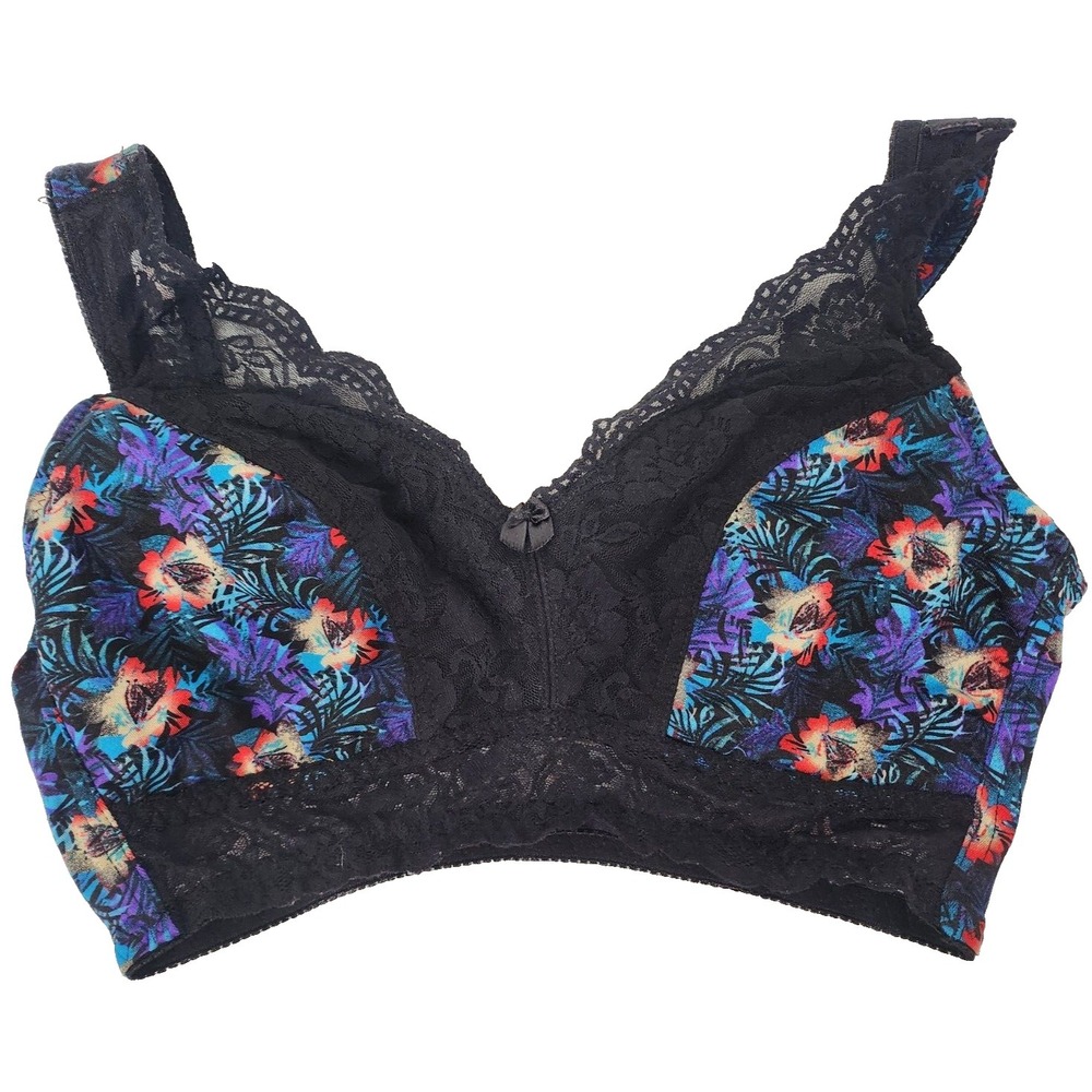 Rhonda Shear Leisura Bra Womens Large  Pin-Up Lace Floral Pull On Bralette